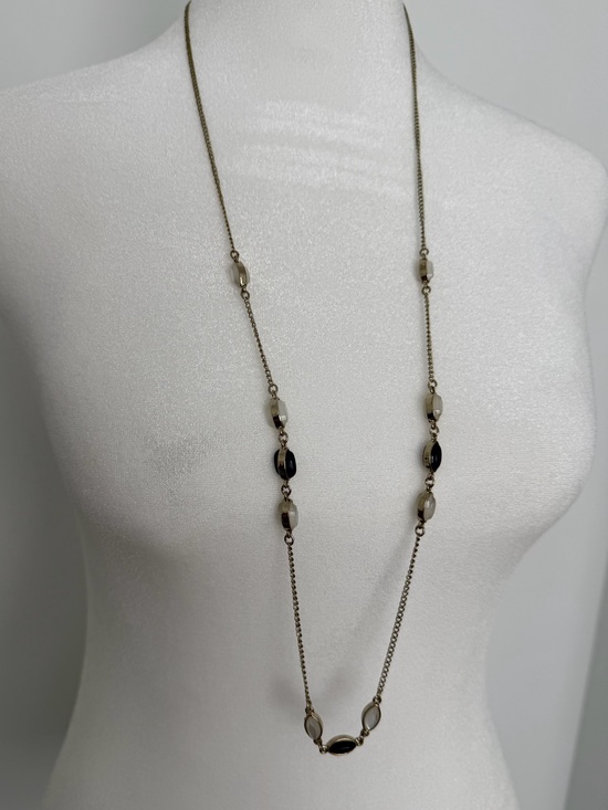 Banana Republic Jewelry - Banana Republic Long Beaded Pendant Necklace in Black‎ and Cream - Women Jewelry